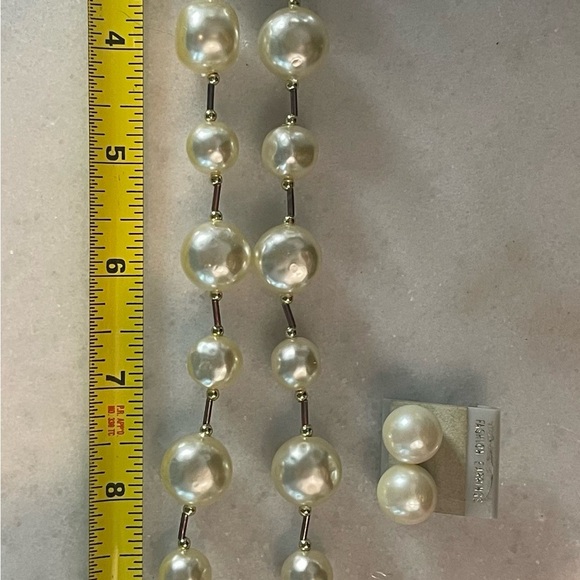 VTG Faux Freshwater Pearl Necklace & Earring Set - Picture 3 of 5